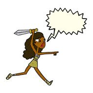 cartoon girl with sword speech bubble N3