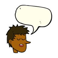 cartoon happy boy face with speech bubble N29
