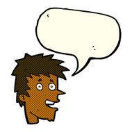 cartoon happy boy face with speech bubble N30