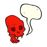 cartoon spooky vampire skull with speech bubble N6