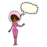 cartoon space woman with speech bubble N18