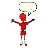 cartoon skeleton in clothes with speech bubble N6