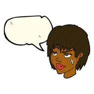 cartoon woman with plaster on face speech bubble N12