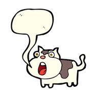 cartoon shocked cat with speech bubble N6