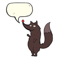 cartoon waving wolf with speech bubble N7