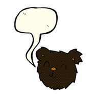 cartoon happy black bear face with speech bubble N3