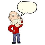 cartoon annoyed old man with speech bubble N40
