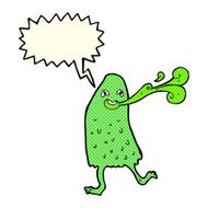 cartoon funny slime monster with speech bubble N11