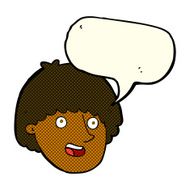 cartoon happy male face with speech bubble N12