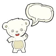 cartoon waving polar bear with speech bubble N34