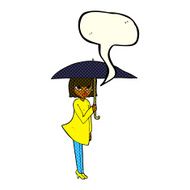 cartoon woman with umbrella speech bubble N6