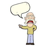 cartoon angry old man with speech bubble N82