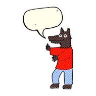 cartoon funny werewolf with speech bubble N6