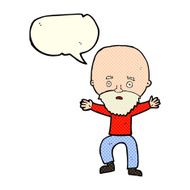 cartoon panicking old man with speech bubble N5