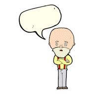 cartoon worried old man with speech bubble N12