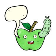 cartoon apple with bug speech bubble N15