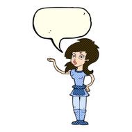 cartoon pretty waitress with speech bubble N5
