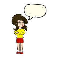cartoon woman with folded arms speech bubble N18