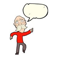 cartoon sad old man pointing with speech bubble N6