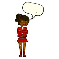 cartoon cool girl with speech bubble N16