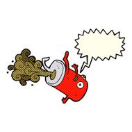 cartoon old drinks can with speech bubble N3
