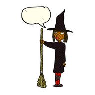cartoon witch with speech bubble N6