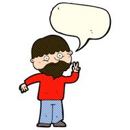 cartoon man giving peace sign with speech bubble N34