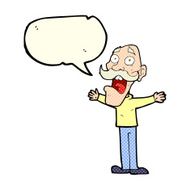 cartoon stressed old man with speech bubble N9