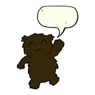 cartoon waving black bear with speech bubble N34