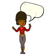cartoon cool girl with speech bubble N17