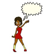 cartoon party girl with speech bubble N6