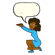 cartoon woman presentation gesture with speech bubble N6