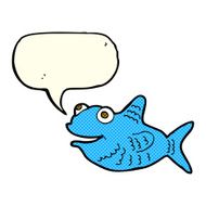 cartoon happy fish with speech bubble N14