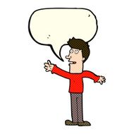 cartoon man reaching with speech bubble N6