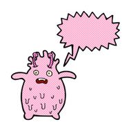 cartoon funny slime monster with speech bubble N12