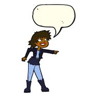 cartoon woman pointing with speech bubble N129