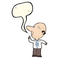 cartoon bald man asking question with speech bubble N6