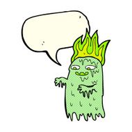 cartoon spooky ghost with speech bubble N29