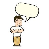 cartoon muscular man with speech bubble N6