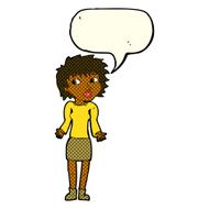 cartoon woman shrugging shoulders with speech bubble N297