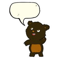 cartoon cute waving black bear teddy with speech bubble N3
