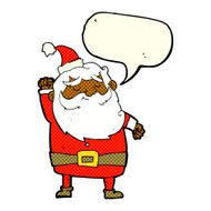 cartoon santa claus punching air with speech bubble N12