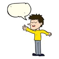 cartoon happy man reaching with speech bubble N6