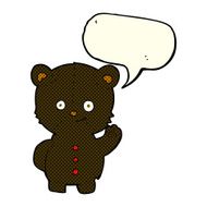 cartoon black bear cub with speech bubble N44