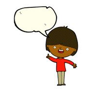 Cartoon happy boy with speech bubble N143