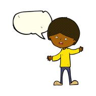 cartoon unhappy boy with speech bubble N36