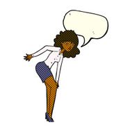 cartoon annoyed woman rubbing knee with speech bubble N6