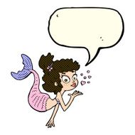 cartoon pretty mermaid with speech bubble N22