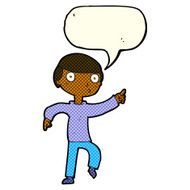 cartoon boy pointing with speech bubble N17