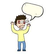 cartoon terrified man with speech bubble N129